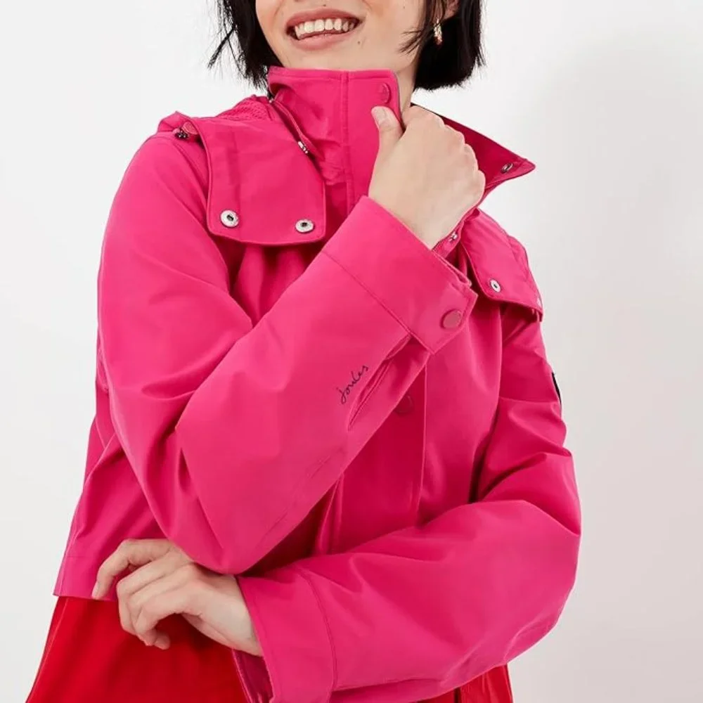 Joules Fuchsia Dewberry Color Block Rain Jacket- NWT- SZ 6- 14 - Picture 2 of 7